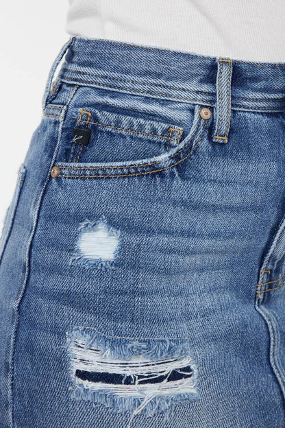DENIM DISTRESSED MINI SKIRT