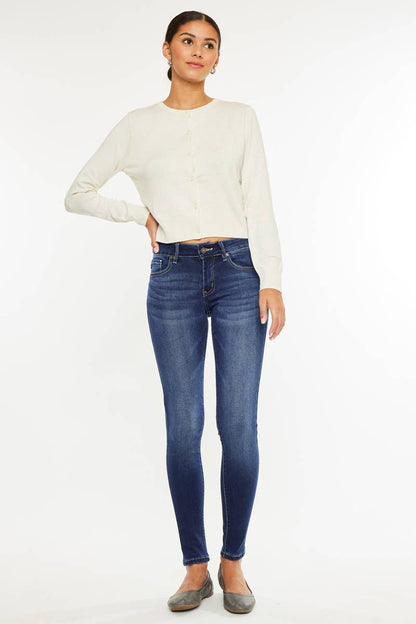 OPEN PACK MID RISE SUPER SKINNY JEANS-KC7085DH