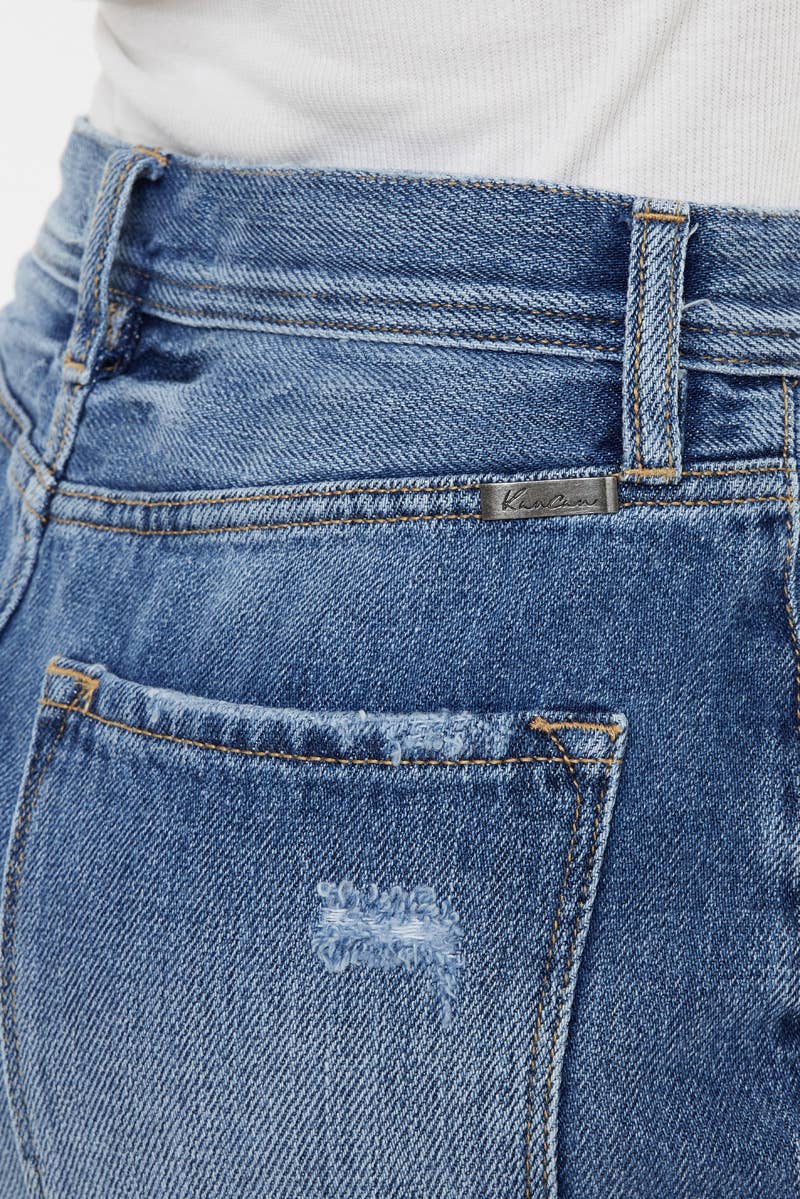 DENIM DISTRESSED MINI SKIRT