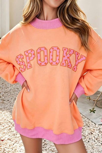 Polka Dot Contrast Trim Mock Neck Oversized Sweatshirt| S-4X