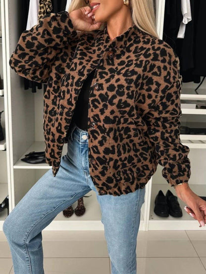 Leopard Fleece Plush button-up jacket