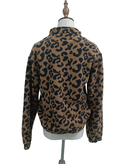 Leopard Fleece Plush button-up jacket