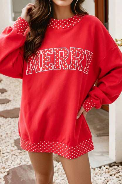 F/W26 Polka Dot Contrast Holiday Mock Neck Sweatshirt |S-4X