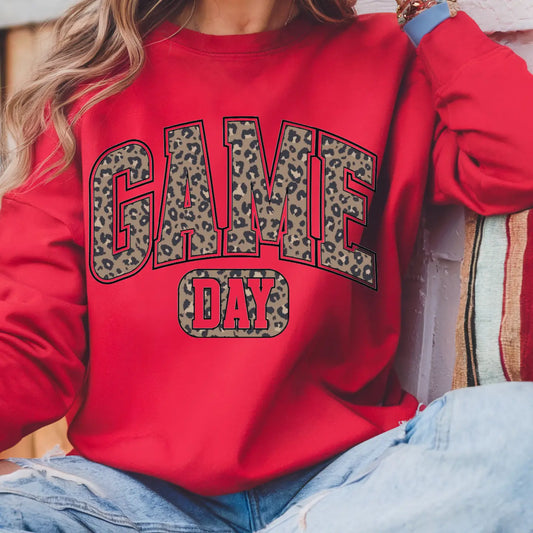 LEOPARD GAME DAY RED SWEATSHIRT