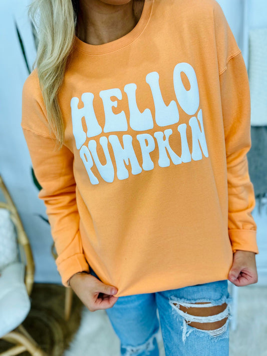 HELLO PUMPKIN RETRO WAVE PUFF SWEATSHIRT