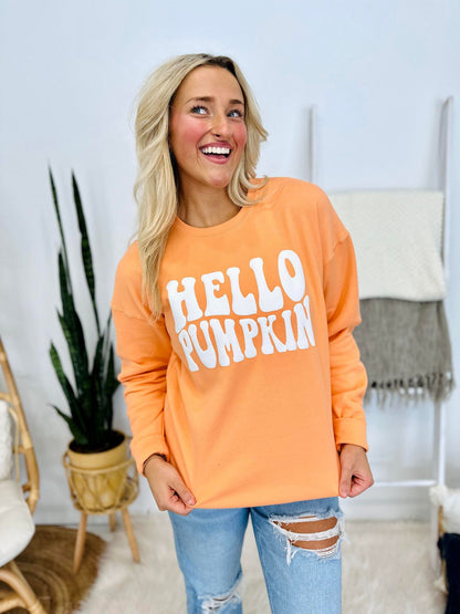 HELLO PUMPKIN RETRO WAVE PUFF SWEATSHIRT