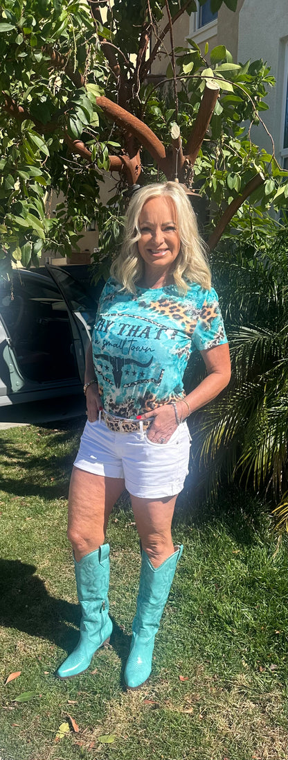 Teal & Leopard Graphic t-shirt