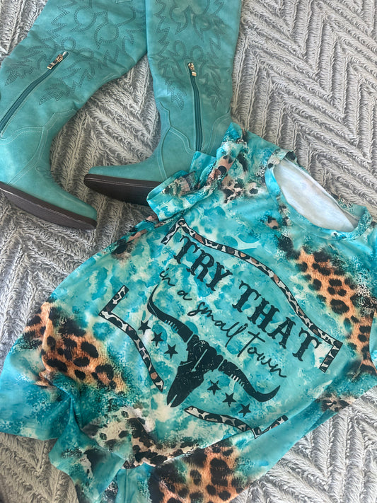 Teal & Leopard Graphic t-shirt